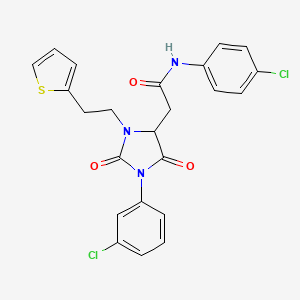 N~1~-(4-CHLOROPHENYL)-2-{1-(3-CHLOROPHENYL)-2,5-DIOXO-3-[2-(2-THIENYL)ETHYL]-4-IMIDAZOLIDINYL}ACETAMIDE