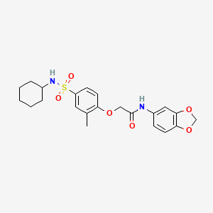 molecular formula C22H26N2O6S B4219506 N-(2H-1,3-BENZODIOXOL-5-YL)-2-[4-(CYCLOHEXYLSULFAMOYL)-2-METHYLPHENOXY]ACETAMIDE 