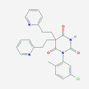 molecular formula C25H23ClN4O3 B4219534 1-(5-Chloro-2-methylphenyl)-5,5-bis(2-pyridin-2-ylethyl)-1,3-diazinane-2,4,6-trione 