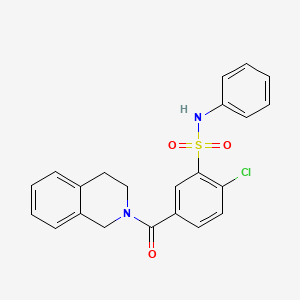 molecular formula C22H19ClN2O3S B4219548 2-chloro-5-(3,4-dihydro-2(1H)-isoquinolinylcarbonyl)-N-phenylbenzenesulfonamide 