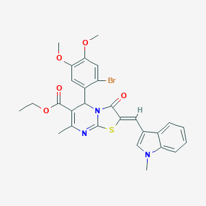 molecular formula C28H26BrN3O5S B421959 ethyl 5-(2-bromo-4,5-dimethoxyphenyl)-7-methyl-2-[(1-methyl-1H-indol-3-yl)methylene]-3-oxo-2,3-dihydro-5H-[1,3]thiazolo[3,2-a]pyrimidine-6-carboxylate 