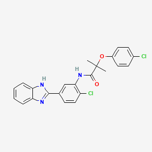 molecular formula C23H19Cl2N3O2 B4219611 N-[5-(1H-benzimidazol-2-yl)-2-chlorophenyl]-2-(4-chlorophenoxy)-2-methylpropanamide 