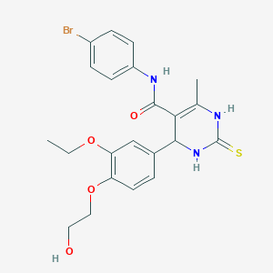 molecular formula C22H24BrN3O4S B4219675 N-(4-bromophenyl)-4-[3-ethoxy-4-(2-hydroxyethoxy)phenyl]-6-methyl-2-thioxo-1,2,3,4-tetrahydro-5-pyrimidinecarboxamide 