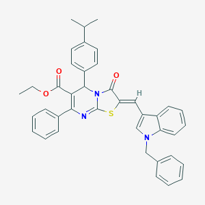 molecular formula C40H35N3O3S B421968 ethyl 2-[(1-benzyl-1H-indol-3-yl)methylene]-5-(4-isopropylphenyl)-3-oxo-7-phenyl-2,3-dihydro-5H-[1,3]thiazolo[3,2-a]pyrimidine-6-carboxylate 