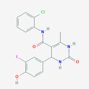 molecular formula C18H15ClIN3O3 B4219686 N-(2-chlorophenyl)-4-(4-hydroxy-3-iodophenyl)-6-methyl-2-oxo-1,2,3,4-tetrahydro-5-pyrimidinecarboxamide 