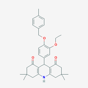 molecular formula C33H39NO4 B421974 9-{3-ethoxy-4-[(4-methylbenzyl)oxy]phenyl}-3,3,6,6-tetramethyl-3,4,6,7,9,10-hexahydroacridine-1,8(2H,5H)-dione 