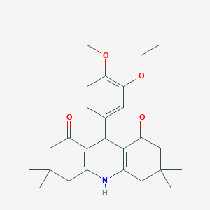 molecular formula C27H35NO4 B421975 9-(3,4-diethoxyphenyl)-3,3,6,6-tetramethyl-3,4,6,7,9,10-hexahydro-1,8(2H,5H)-acridinedione 