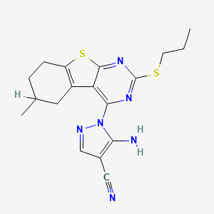 molecular formula C18H20N6S2 B4219763 5-amino-1-[6-methyl-2-(propylthio)-5,6,7,8-tetrahydro[1]benzothieno[2,3-d]pyrimidin-4-yl]-1H-pyrazole-4-carbonitrile 