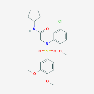molecular formula C22H27ClN2O6S B421978 N~2~-(5-chloro-2-methoxyphenyl)-N-cyclopentyl-N~2~-[(3,4-dimethoxyphenyl)sulfonyl]glycinamide 