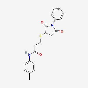 3-(2,5-dioxo-1-phenylpyrrolidin-3-yl)sulfanyl-N-(4-methylphenyl)propanamide