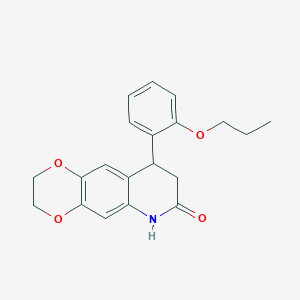 9-(2-PROPOXYPHENYL)-2H,3H,6H,7H,8H,9H-[1,4]DIOXINO[2,3-G]QUINOLIN-7-ONE