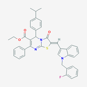 ethyl 2-{[1-(2-fluorobenzyl)-1H-indol-3-yl]methylene}-5-(4-isopropylphenyl)-3-oxo-7-phenyl-2,3-dihydro-5H-[1,3]thiazolo[3,2-a]pyrimidine-6-carboxylate