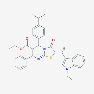 molecular formula C35H33N3O3S B421985 ethyl 2-[(1-ethyl-1H-indol-3-yl)methylene]-5-(4-isopropylphenyl)-3-oxo-7-phenyl-2,3-dihydro-5H-[1,3]thiazolo[3,2-a]pyrimidine-6-carboxylate 