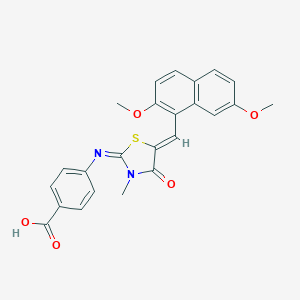 molecular formula C24H20N2O5S B421992 4-({5-[(2,7-Dimethoxy-1-naphthyl)methylene]-3-methyl-4-oxo-1,3-thiazolidin-2-ylidene}amino)benzoic acid 