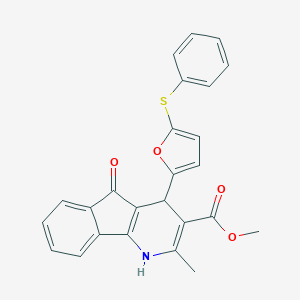 molecular formula C25H19NO4S B421998 methyl 2-methyl-5-oxo-4-[5-(phenylsulfanyl)-2-furyl]-4,5-dihydro-1H-indeno[1,2-b]pyridine-3-carboxylate 
