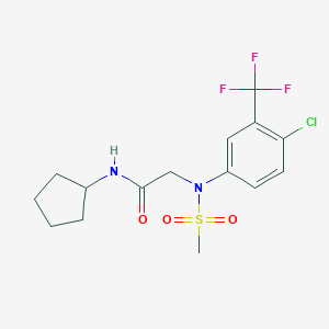 molecular formula C15H18ClF3N2O3S B421999 2-[4-chloro(methylsulfonyl)-3-(trifluoromethyl)anilino]-N-cyclopentylacetamide 