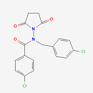 molecular formula C18H14Cl2N2O3 B4219997 4-chloro-N-(4-chlorobenzyl)-N-(2,5-dioxo-1-pyrrolidinyl)benzamide 