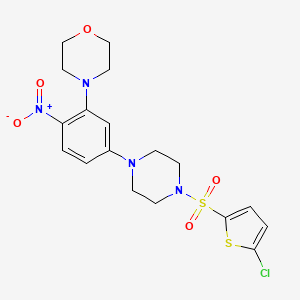 molecular formula C18H21ClN4O5S2 B4220002 4-(5-{4-[(5-chloro-2-thienyl)sulfonyl]-1-piperazinyl}-2-nitrophenyl)morpholine 