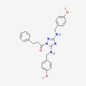 1-{3,5-bis[(4-methoxybenzyl)amino]-1H-1,2,4-triazol-1-yl}-3-phenylpropan-1-one