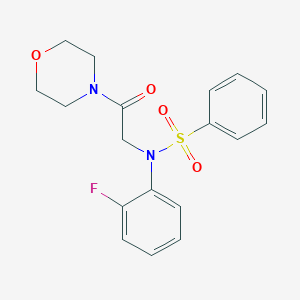 molecular formula C18H19FN2O4S B422005 N-(2-fluorophenyl)-N-[2-(4-morpholinyl)-2-oxoethyl]benzenesulfonamide 