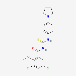 molecular formula C19H19Cl2N3O2S B4220057 3,5-dichloro-2-methoxy-N-({[4-(1-pyrrolidinyl)phenyl]amino}carbonothioyl)benzamide 