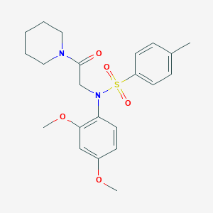 molecular formula C22H28N2O5S B422009 N-(2,4-dimethoxyphenyl)-4-methyl-N-[2-oxo-2-(1-piperidinyl)ethyl]benzenesulfonamide 