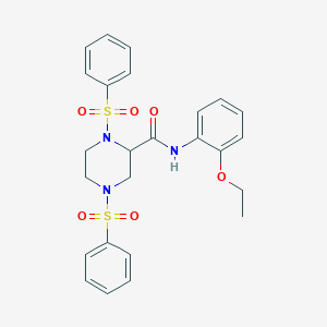 molecular formula C25H27N3O6S2 B422010 N-(2-ethoxyphenyl)-1,4-bis(phenylsulfonyl)-2-piperazinecarboxamide 