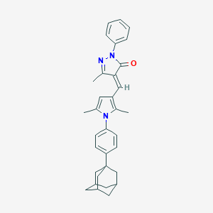 molecular formula C33H35N3O B422011 4-({1-[4-(1-adamantyl)phenyl]-2,5-dimethyl-1H-pyrrol-3-yl}methylene)-5-methyl-2-phenyl-2,4-dihydro-3H-pyrazol-3-one 