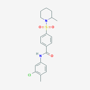 molecular formula C20H23ClN2O3S B422013 N-(3-chloro-4-methylphenyl)-4-[(2-methyl-1-piperidinyl)sulfonyl]benzamide 