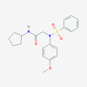 molecular formula C20H24N2O4S B422016 N-cyclopentyl-2-[4-methoxy(phenylsulfonyl)anilino]acetamide 