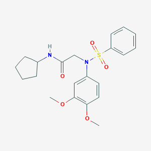molecular formula C21H26N2O5S B422017 N-cyclopentyl-2-[3,4-dimethoxy(phenylsulfonyl)anilino]acetamide 