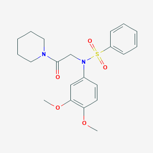 molecular formula C21H26N2O5S B422018 N-(3,4-dimethoxyphenyl)-N-(2-oxo-2-piperidin-1-ylethyl)benzenesulfonamide 