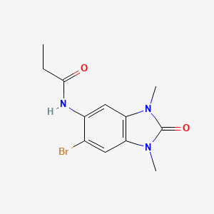 molecular formula C12H14BrN3O2 B4220227 N-(6-bromo-1,3-dimethyl-2-oxo-2,3-dihydro-1H-benzimidazol-5-yl)propanamide 