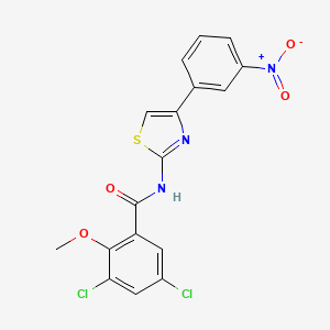 molecular formula C17H11Cl2N3O4S B4220236 3,5-dichloro-2-methoxy-N-[4-(3-nitrophenyl)-1,3-thiazol-2-yl]benzamide 