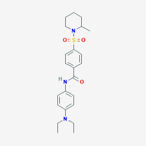 molecular formula C23H31N3O3S B422026 N-[4-(diethylamino)phenyl]-4-[(2-methyl-1-piperidinyl)sulfonyl]benzamide 