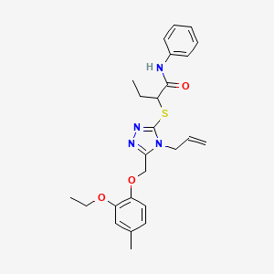 molecular formula C25H30N4O3S B4220269 2-({5-[(2-ethoxy-4-methylphenoxy)methyl]-4-(prop-2-en-1-yl)-4H-1,2,4-triazol-3-yl}sulfanyl)-N-phenylbutanamide 