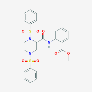 molecular formula C25H25N3O7S2 B422027 Methyl 2-({[1,4-bis(phenylsulfonyl)-2-piperazinyl]carbonyl}amino)benzoate 