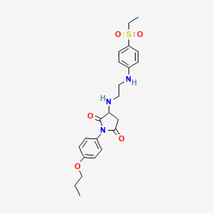 molecular formula C23H29N3O5S B4220272 3-({2-[4-(ETHYLSULFONYL)ANILINO]ETHYL}AMINO)-1-(4-PROPOXYPHENYL)DIHYDRO-1H-PYRROLE-2,5-DIONE 