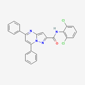 molecular formula C25H16Cl2N4O B4220273 N-(2,6-dichlorophenyl)-5,7-diphenylpyrazolo[1,5-a]pyrimidine-2-carboxamide 