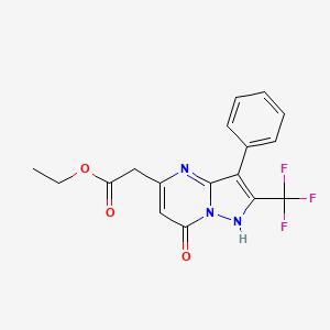 ethyl [7-oxo-3-phenyl-2-(trifluoromethyl)-4,7-dihydropyrazolo[1,5-a]pyrimidin-5-yl]acetate