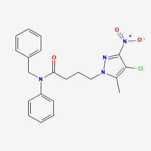 molecular formula C21H21ClN4O3 B4220313 N-benzyl-4-(4-chloro-5-methyl-3-nitro-1H-pyrazol-1-yl)-N-phenylbutanamide 