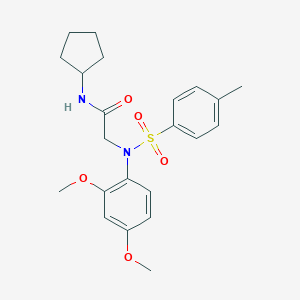 molecular formula C22H28N2O5S B422032 N-cyclopentyl-2-{2,4-dimethoxy[(4-methylphenyl)sulfonyl]anilino}acetamide 