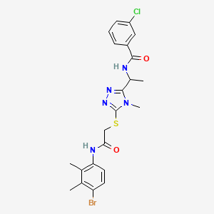 molecular formula C22H23BrClN5O2S B4220366 N-[1-[5-[2-(4-bromo-2,3-dimethylanilino)-2-oxoethyl]sulfanyl-4-methyl-1,2,4-triazol-3-yl]ethyl]-3-chlorobenzamide 