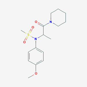 molecular formula C16H24N2O4S B422040 N-(4-methoxyphenyl)-N-[1-methyl-2-oxo-2-(1-piperidinyl)ethyl]methanesulfonamide 