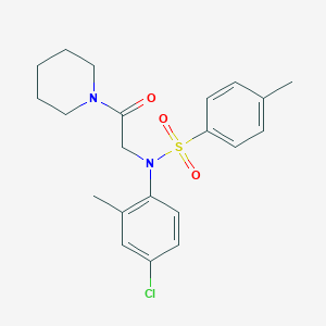 molecular formula C21H25ClN2O3S B422042 N-(4-chloro-2-methylphenyl)-4-methyl-N-[2-oxo-2-(1-piperidinyl)ethyl]benzenesulfonamide 