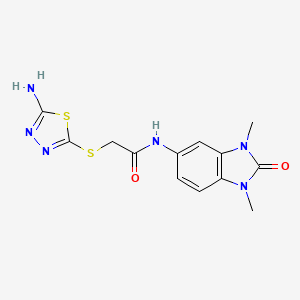 molecular formula C13H14N6O2S2 B4220429 2-[(5-amino-1,3,4-thiadiazol-2-yl)thio]-N-(1,3-dimethyl-2-oxo-2,3-dihydro-1H-benzimidazol-5-yl)acetamide 