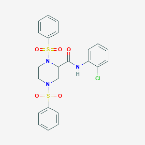 molecular formula C23H22ClN3O5S2 B422043 N-(2-chlorophenyl)-1,4-bis(phenylsulfonyl)-2-piperazinecarboxamide 