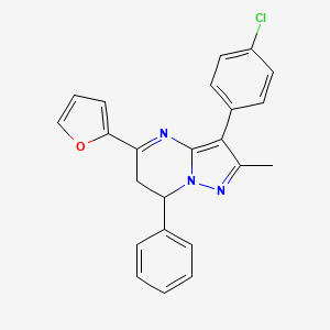 3-(4-CHLOROPHENYL)-5-(FURAN-2-YL)-2-METHYL-7-PHENYL-6H,7H-PYRAZOLO[1,5-A]PYRIMIDINE