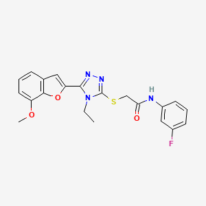 2-{[4-ethyl-5-(7-methoxy-1-benzofuran-2-yl)-4H-1,2,4-triazol-3-yl]sulfanyl}-N-(3-fluorophenyl)acetamide