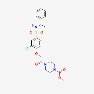 Ethyl 4-[2-[2-chloro-4-(1-phenylethylsulfamoyl)phenoxy]acetyl]piperazine-1-carboxylate